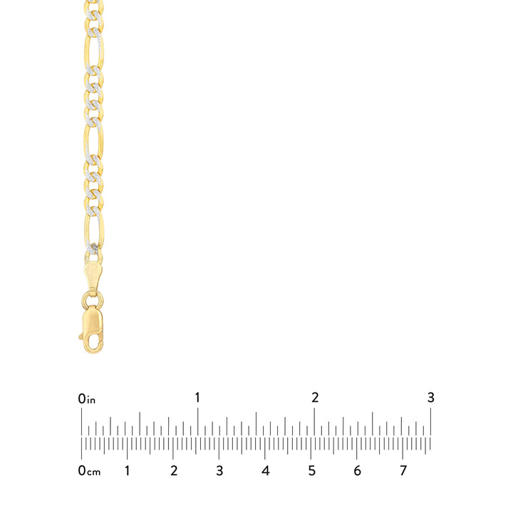 3.9mm Two-Tone Pavé Figaro Chain with Lobster Lock