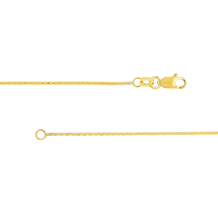 1.20mm Two-Tone Pavé Wheat Chain with Lobster Lock