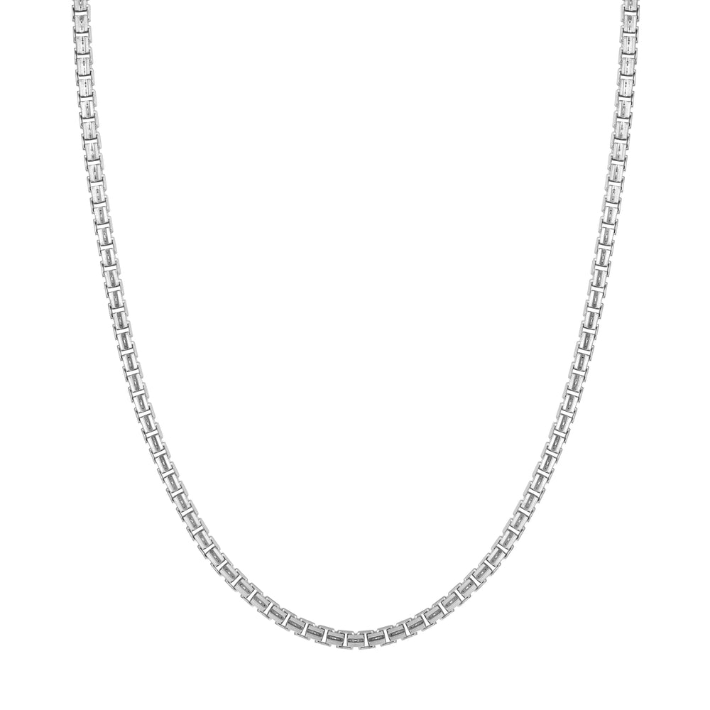Sterling Silver 3.40mm Concave Box Chain with Lobster Lock