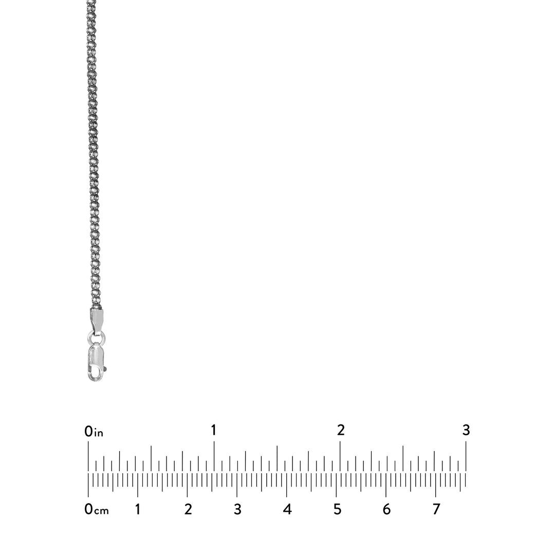 Sterling Silver 2.3mm Oxidized Popcorn Chain with Lobster Lo