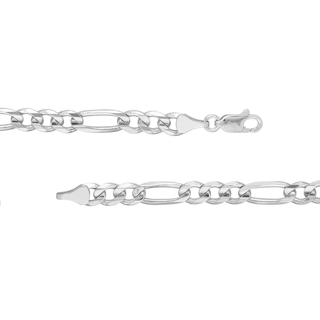 Sterling Silver 5.8mm Concave Figaro Chain with Lobster Lock