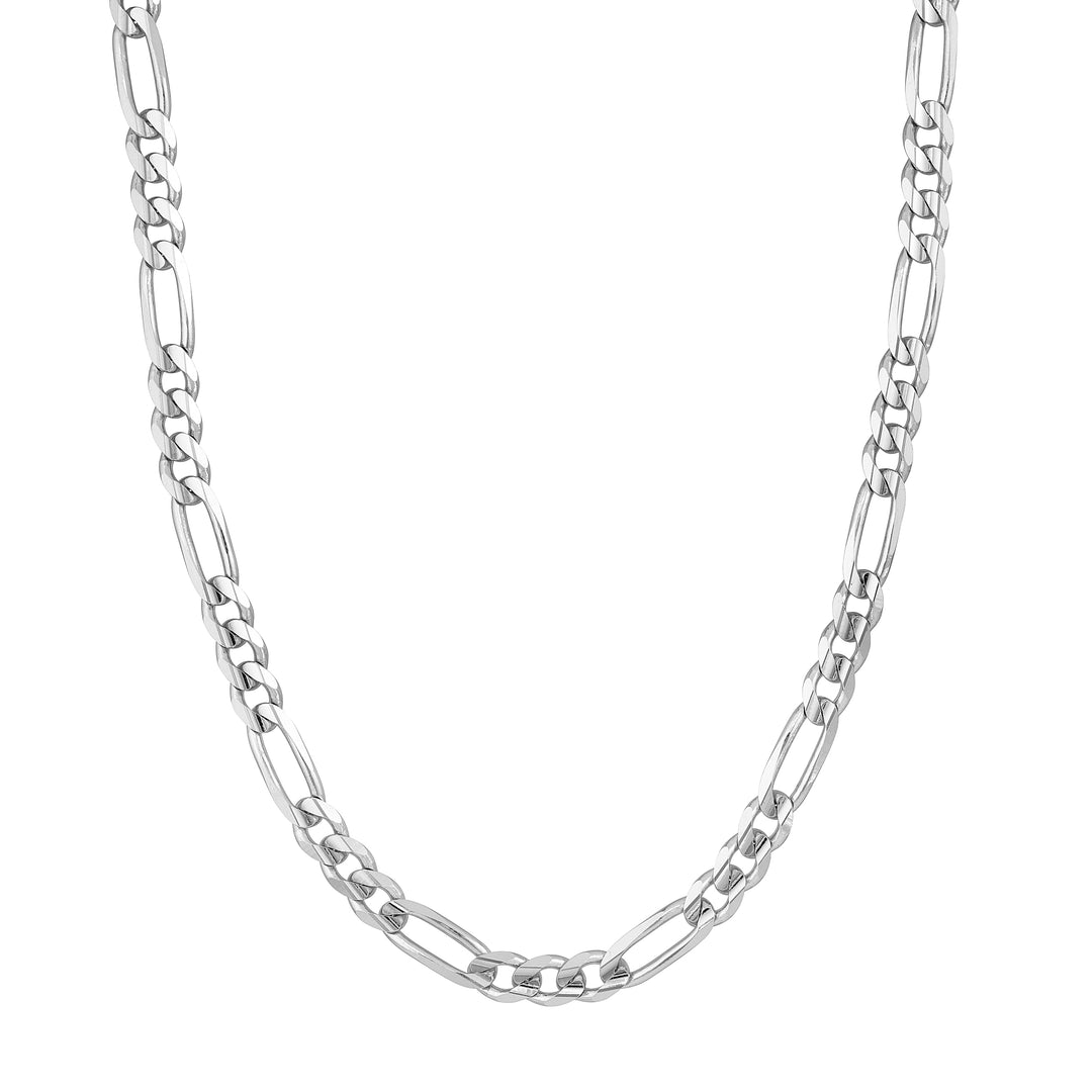 Sterling Silver 8.4mm Concave Figaro Chain with Lobster Lock