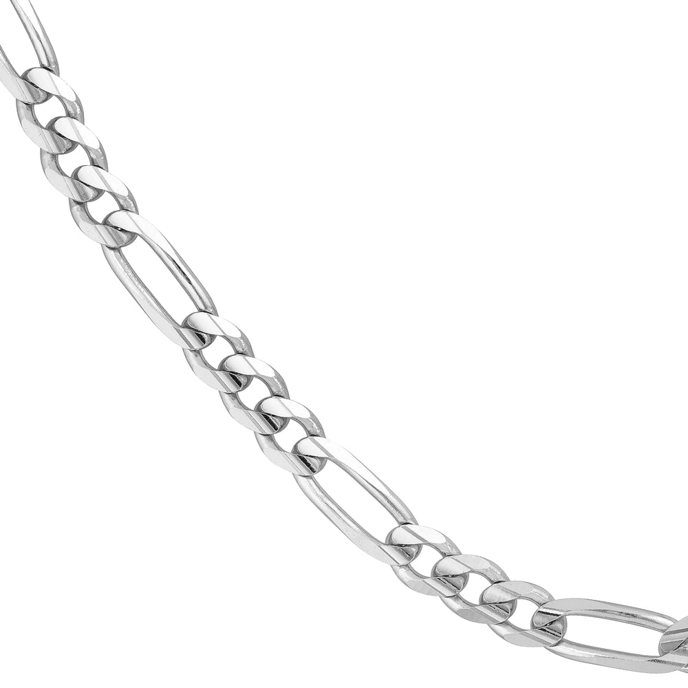 Sterling Silver 8.4mm Concave Figaro Chain with Lobster Lock