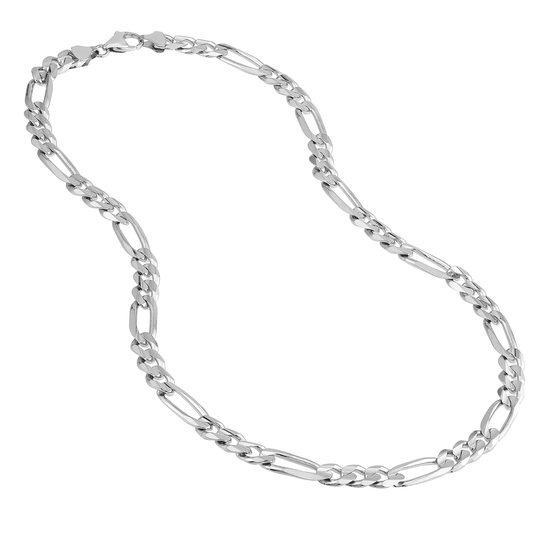 Sterling Silver 8.4mm Concave Figaro Chain with Lobster Lock