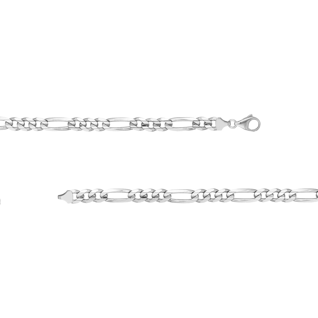 Sterling Silver 8.4mm Concave Figaro Chain with Lobster Lock