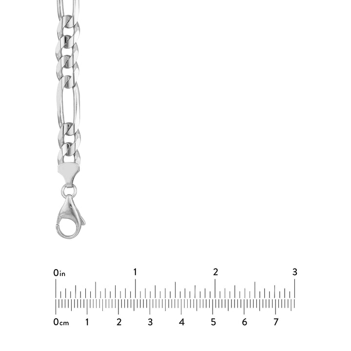 Sterling Silver 8.4mm Concave Figaro Chain with Lobster Lock
