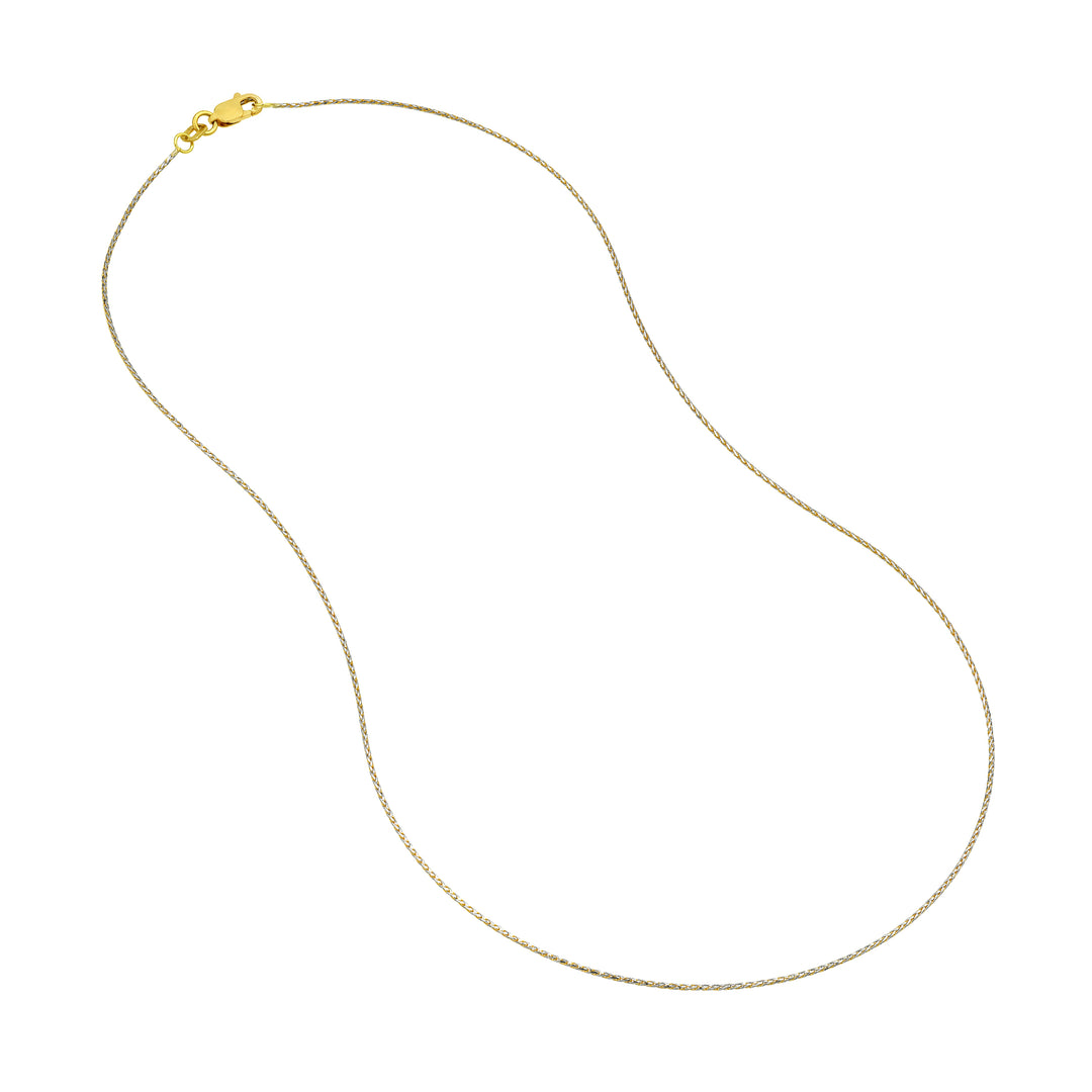 1.05mm Two-Tone Pavé Wheat Chain with Lobster Lock