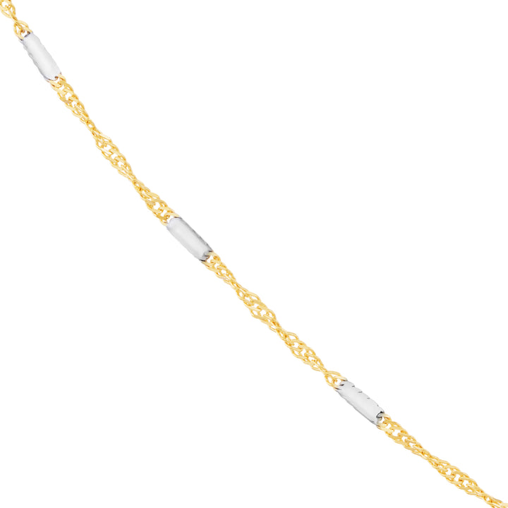 Two-tone Singapore Flat Saturn Chain