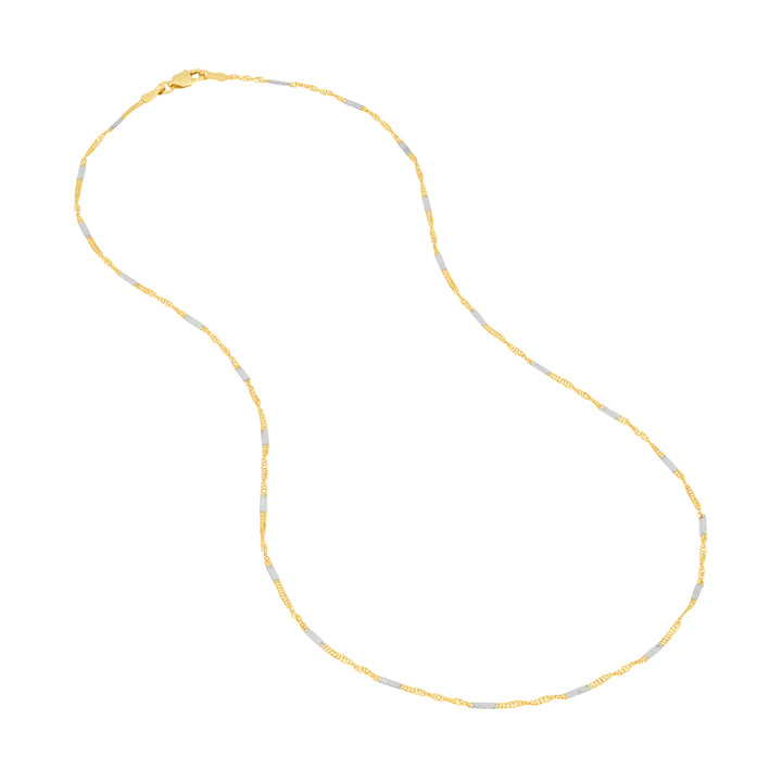 Two-tone Singapore Flat Saturn Chain