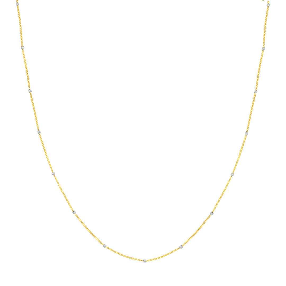 Two-Tone Cube Saturn Chain with Lobster Lock