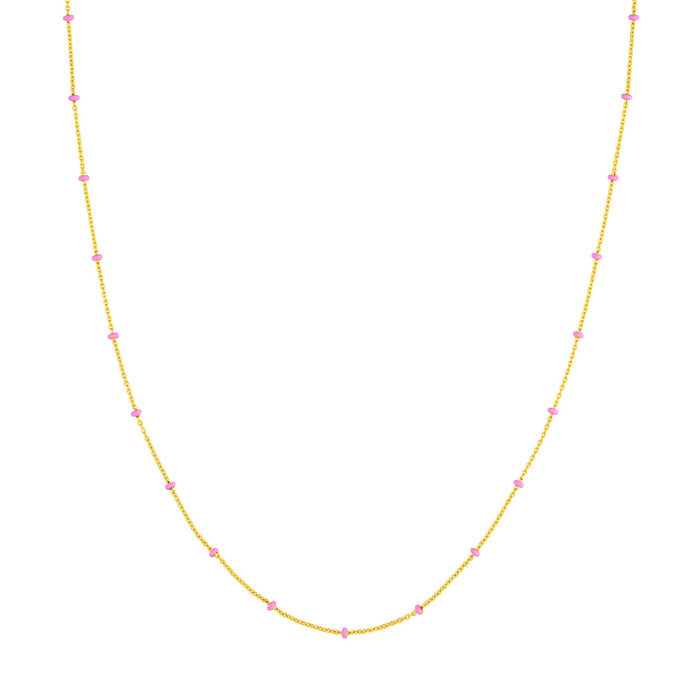 Pink Enamel Bead Saturn Chain