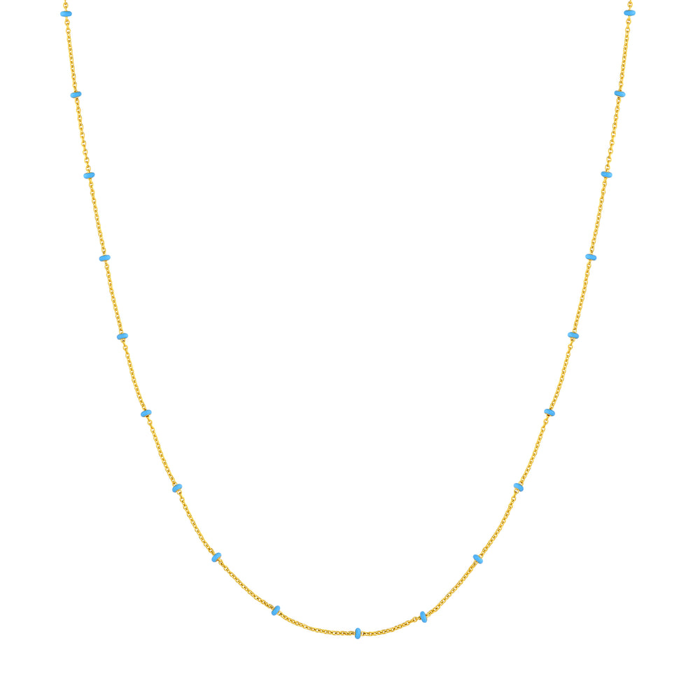 Baby Blue Enamel Bead Saturn Chain