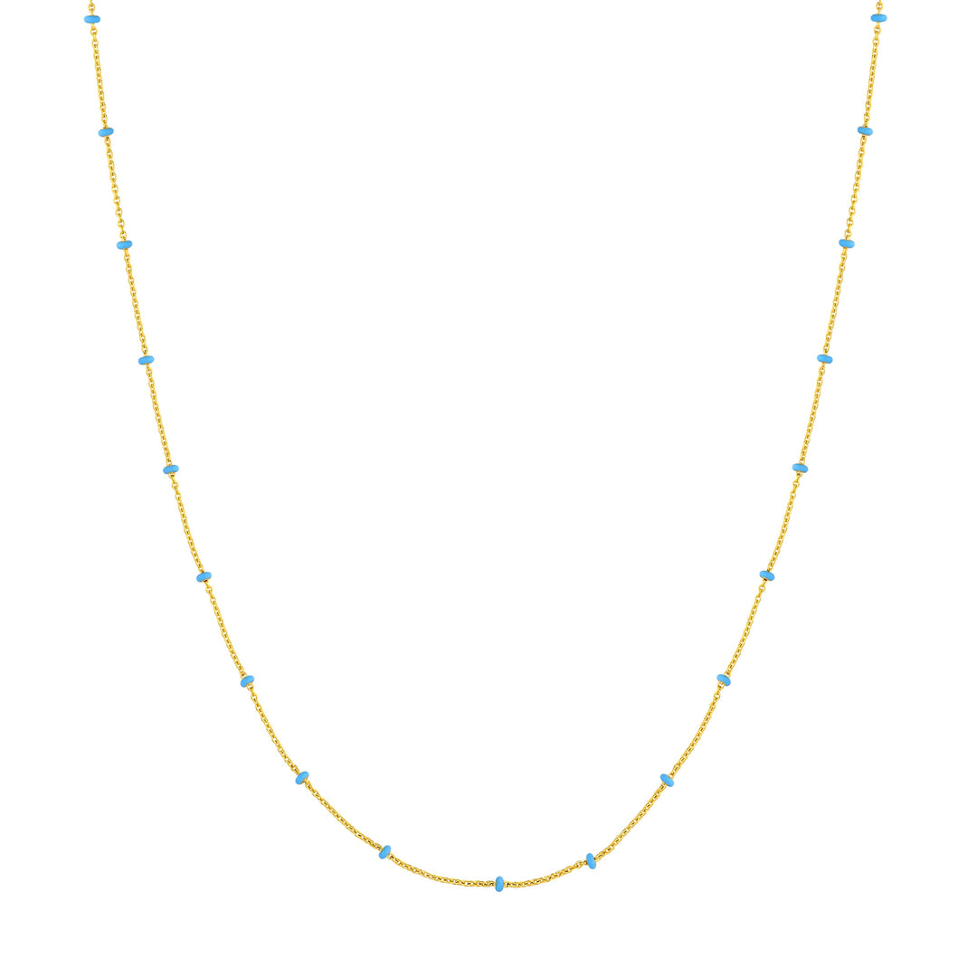 Baby Blue Enamel Bead Saturn Chain