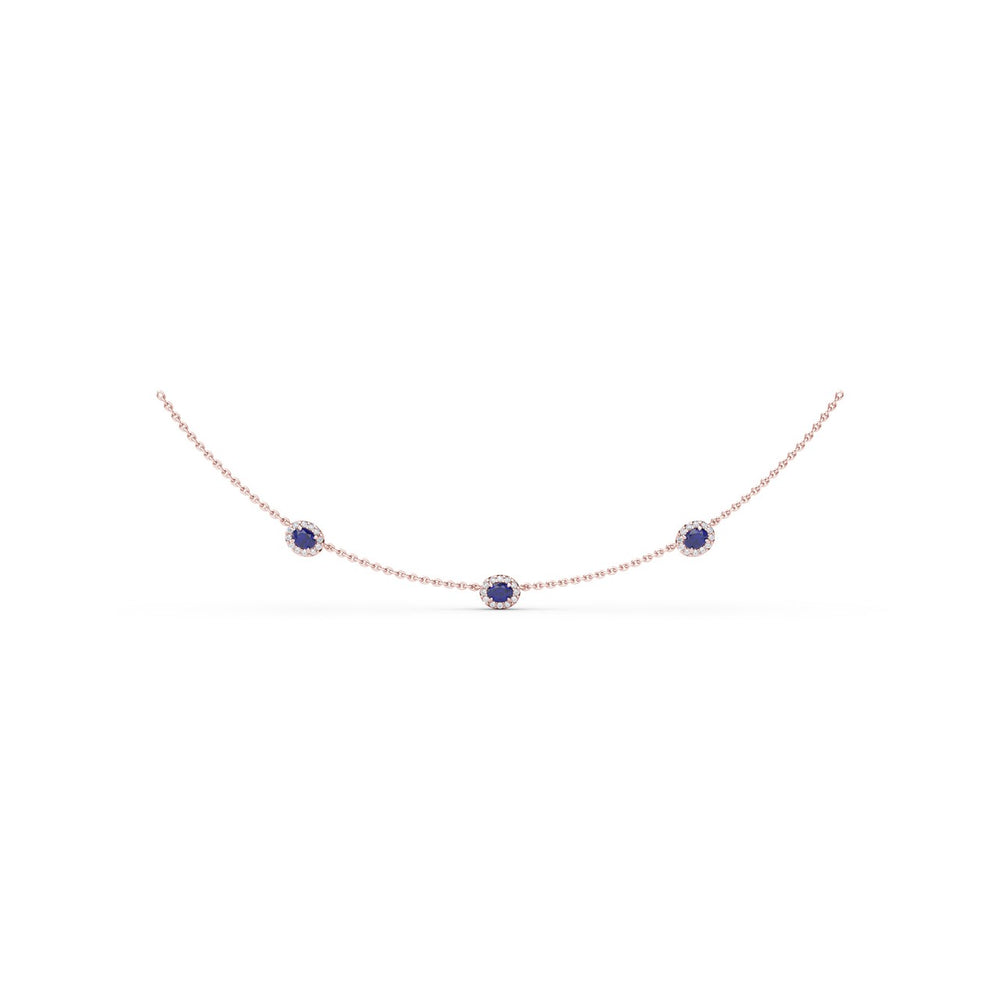 Three Stone Sapphire and Diamond Necklace