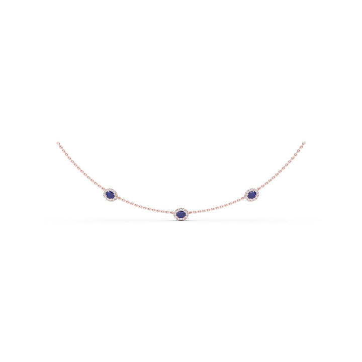 Three Stone Sapphire and Diamond Necklace