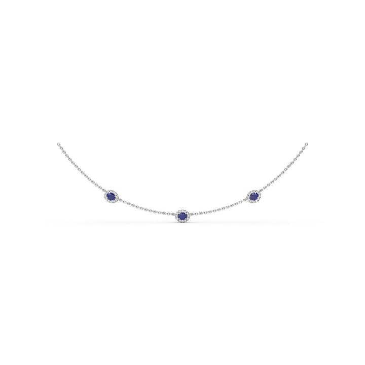 Three Stone Sapphire and Diamond Necklace
