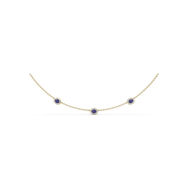 Three Stone Sapphire and Diamond Necklace