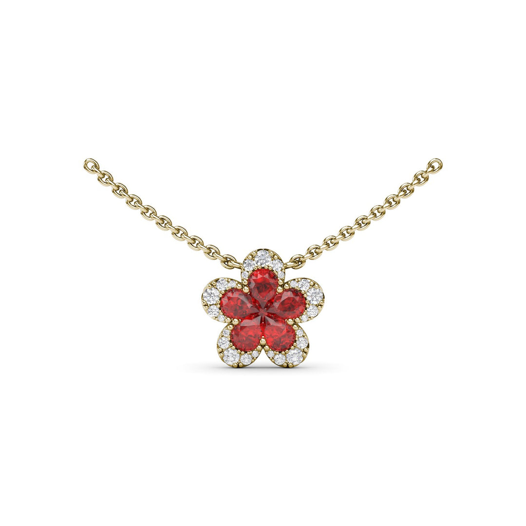 Magnolia Ruby and Diamond Necklace