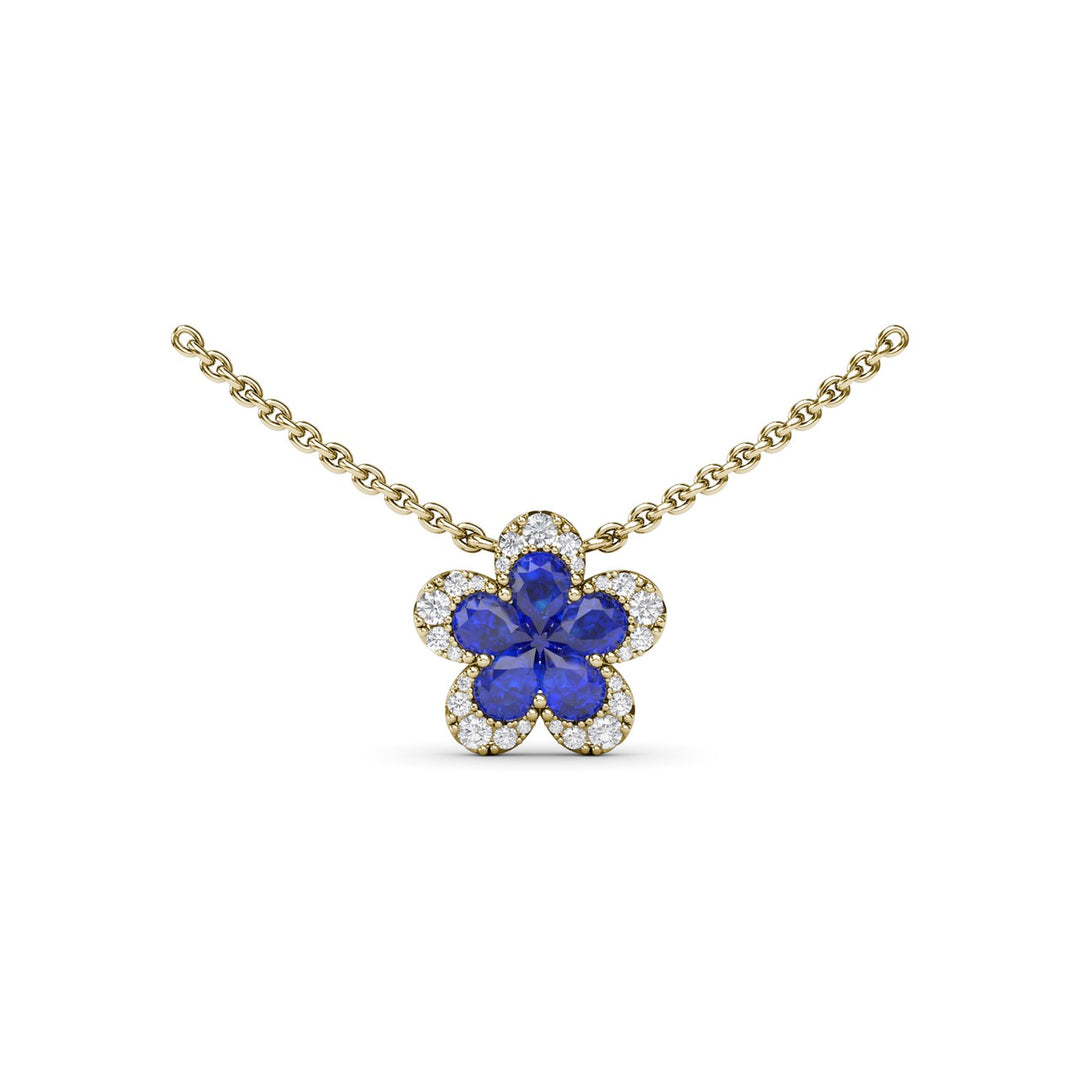 Magnolia Sapphire and Diamond Necklace