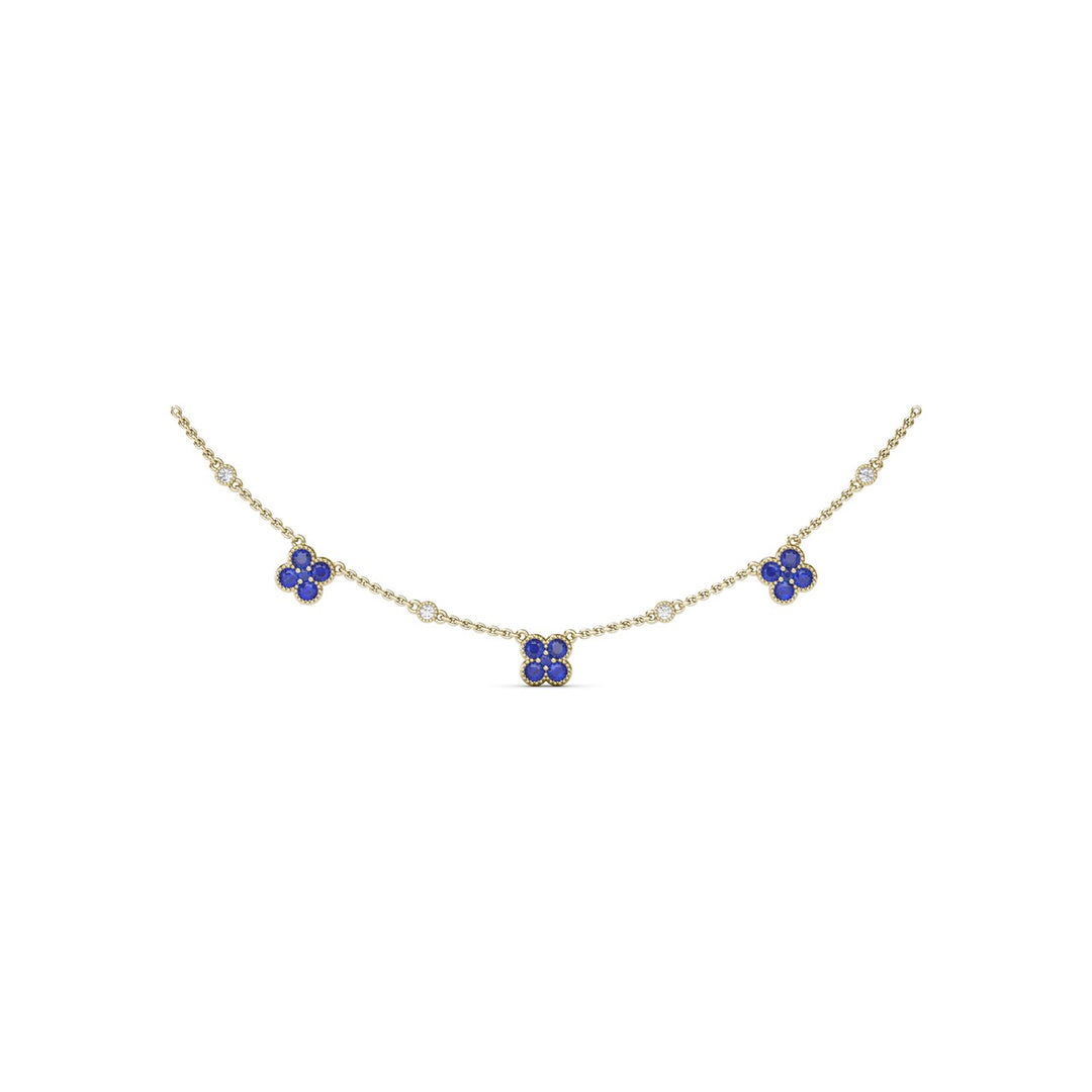 Magnolia Milgrain Sapphire Necklace