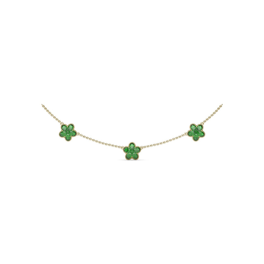 Three-Station Emerald Magnolia Necklace