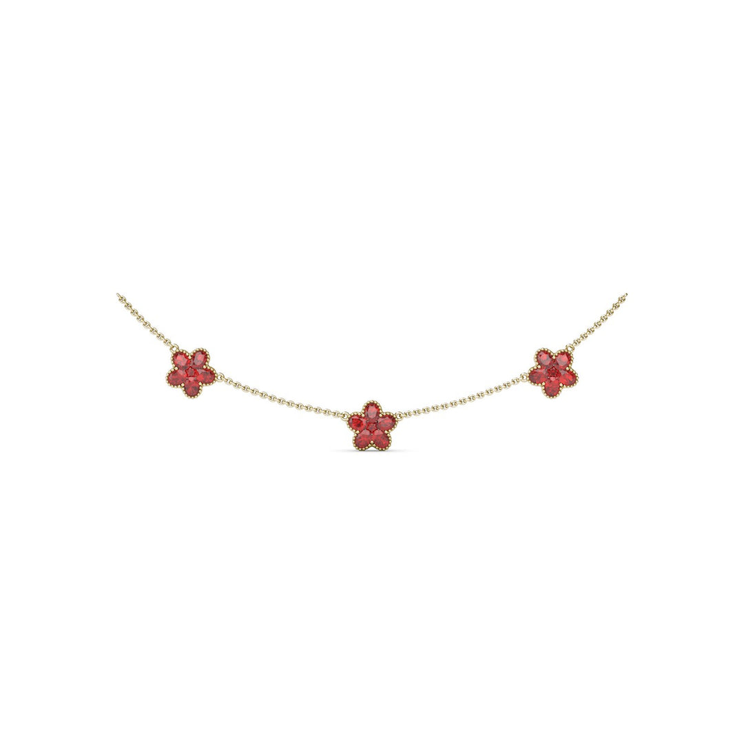 Three-Station Ruby Magnolia Necklace