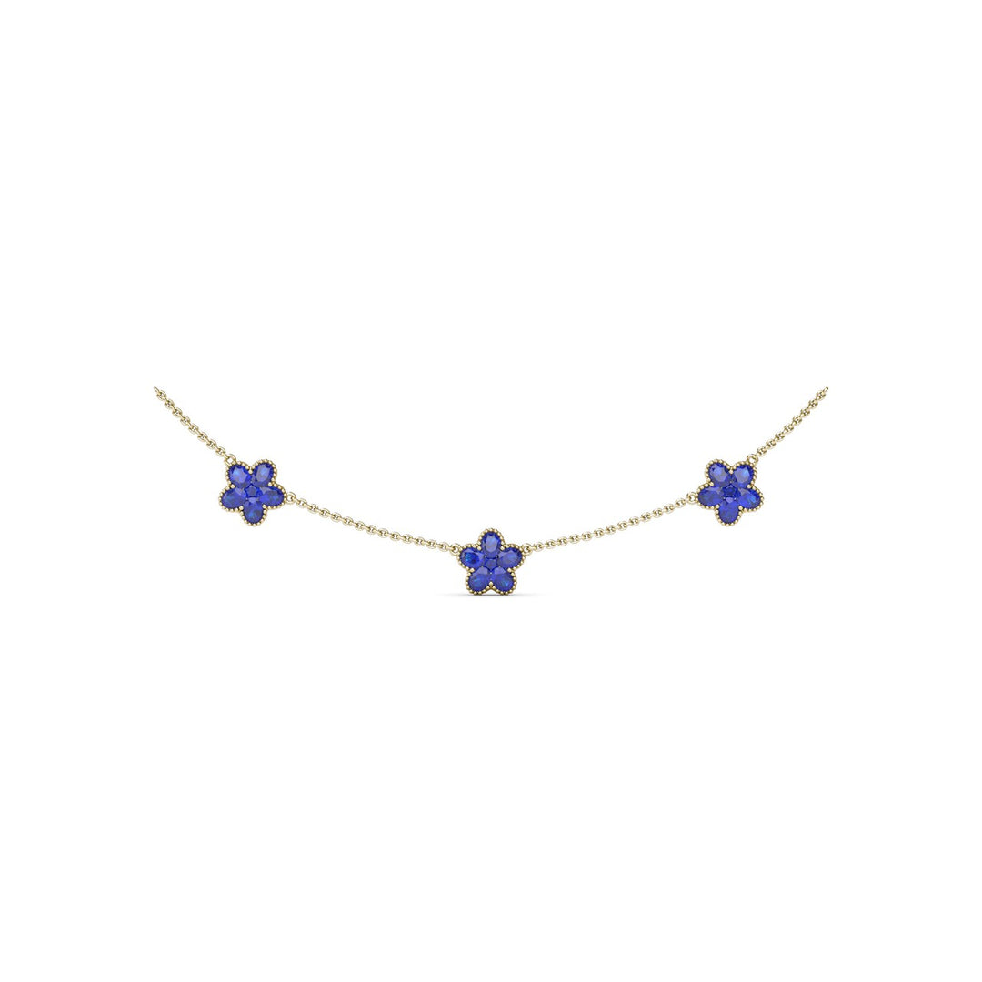 Three-Station Sapphire Magnolia Necklace