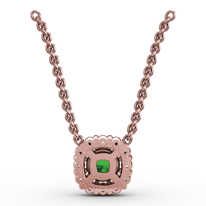 Classic Round Emerald and Diamond Pendant