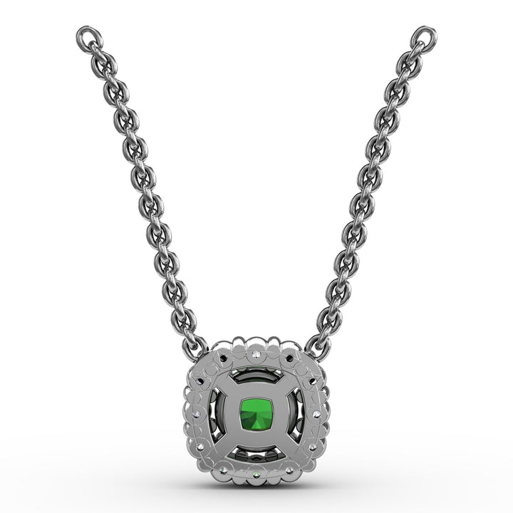Classic Round Emerald and Diamond Pendant