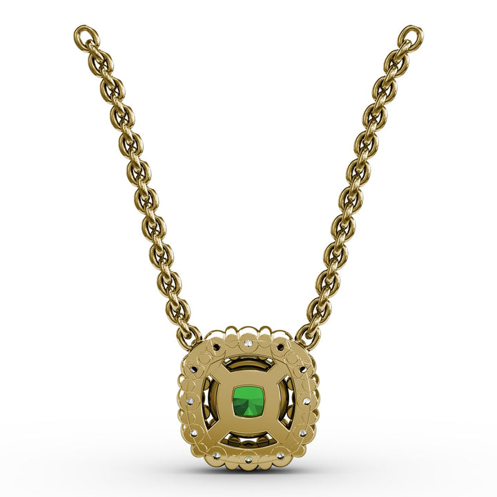 Classic Round Emerald and Diamond Pendant