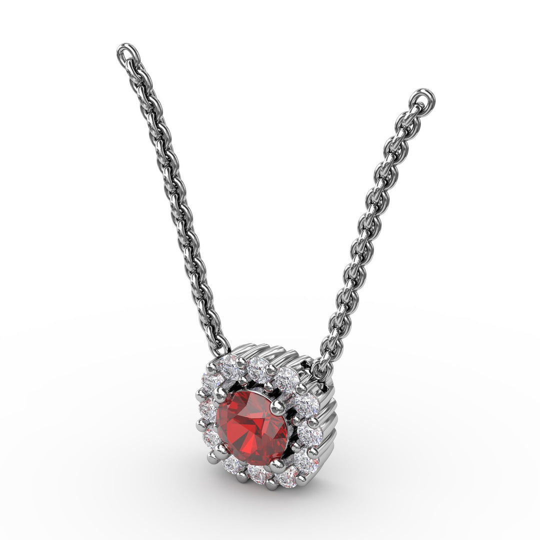 Classic Round Ruby and Diamond Pendant