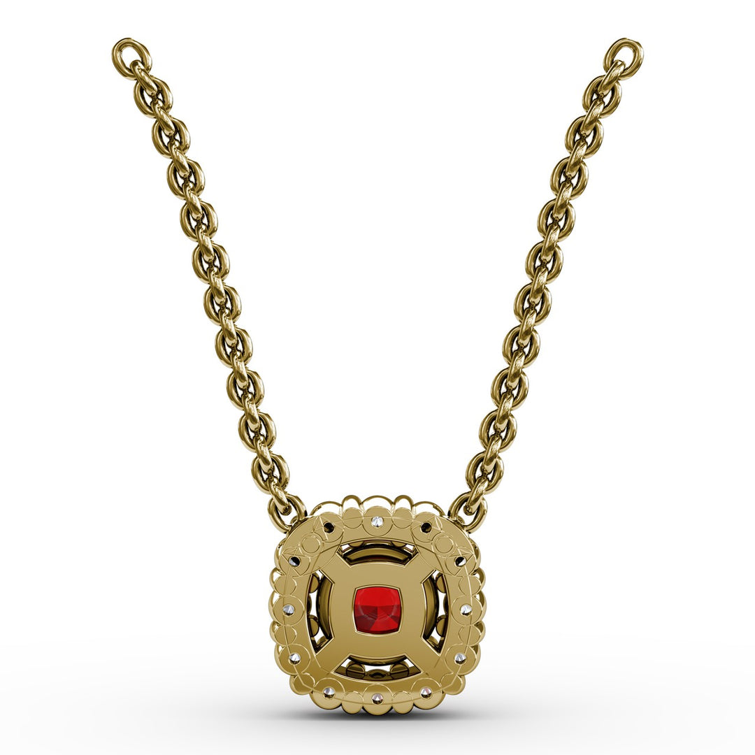 Classic Round Ruby and Diamond Pendant