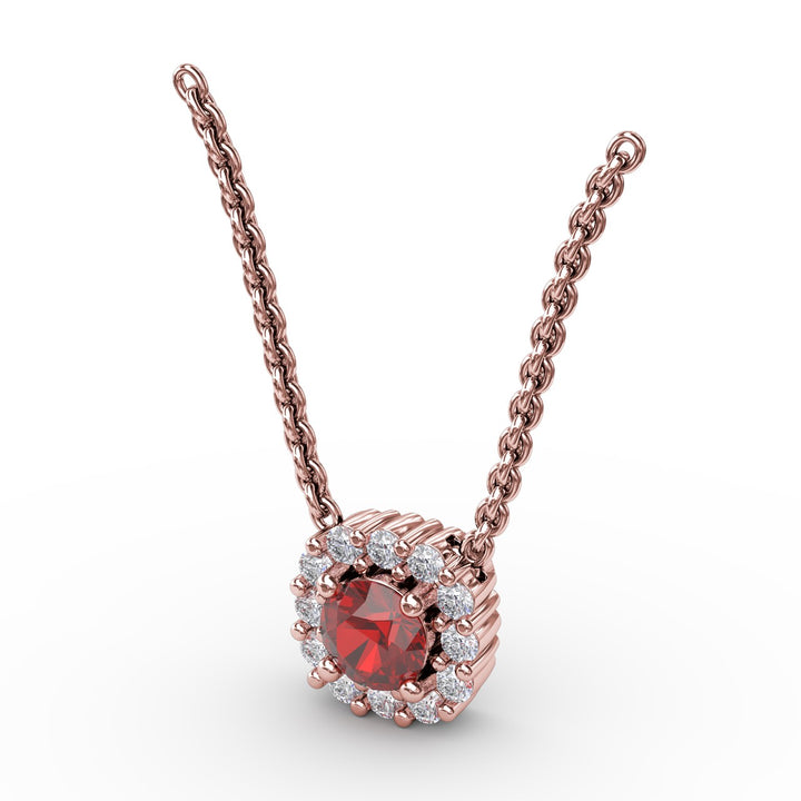 Classic Round Ruby and Diamond Pendant