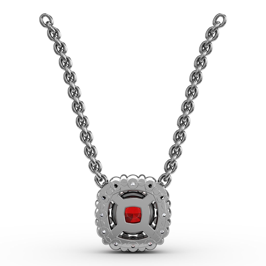 Classic Round Ruby and Diamond Pendant