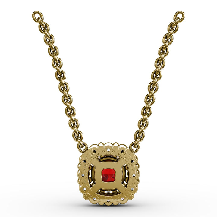 Classic Round Ruby and Diamond Pendant