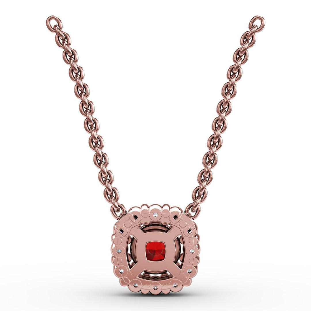 Classic Round Ruby and Diamond Pendant