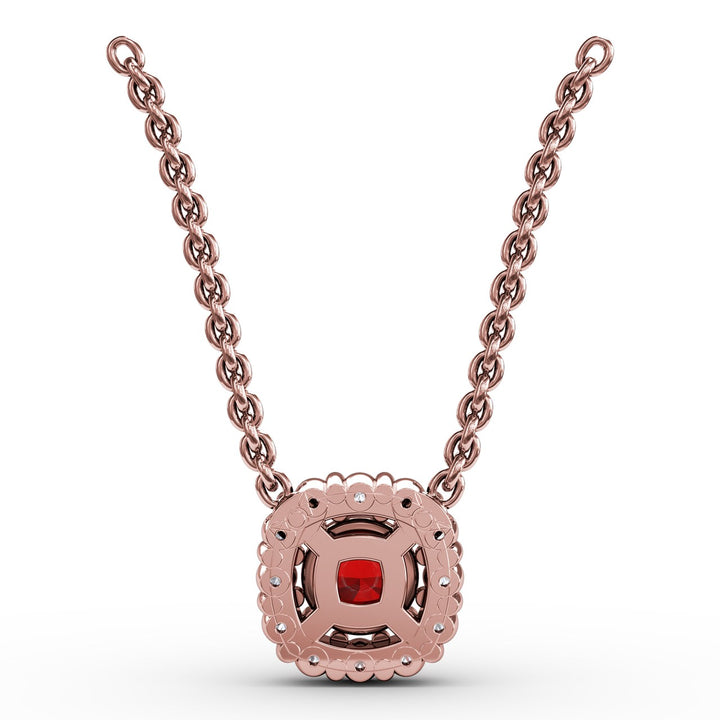Classic Round Ruby and Diamond Pendant