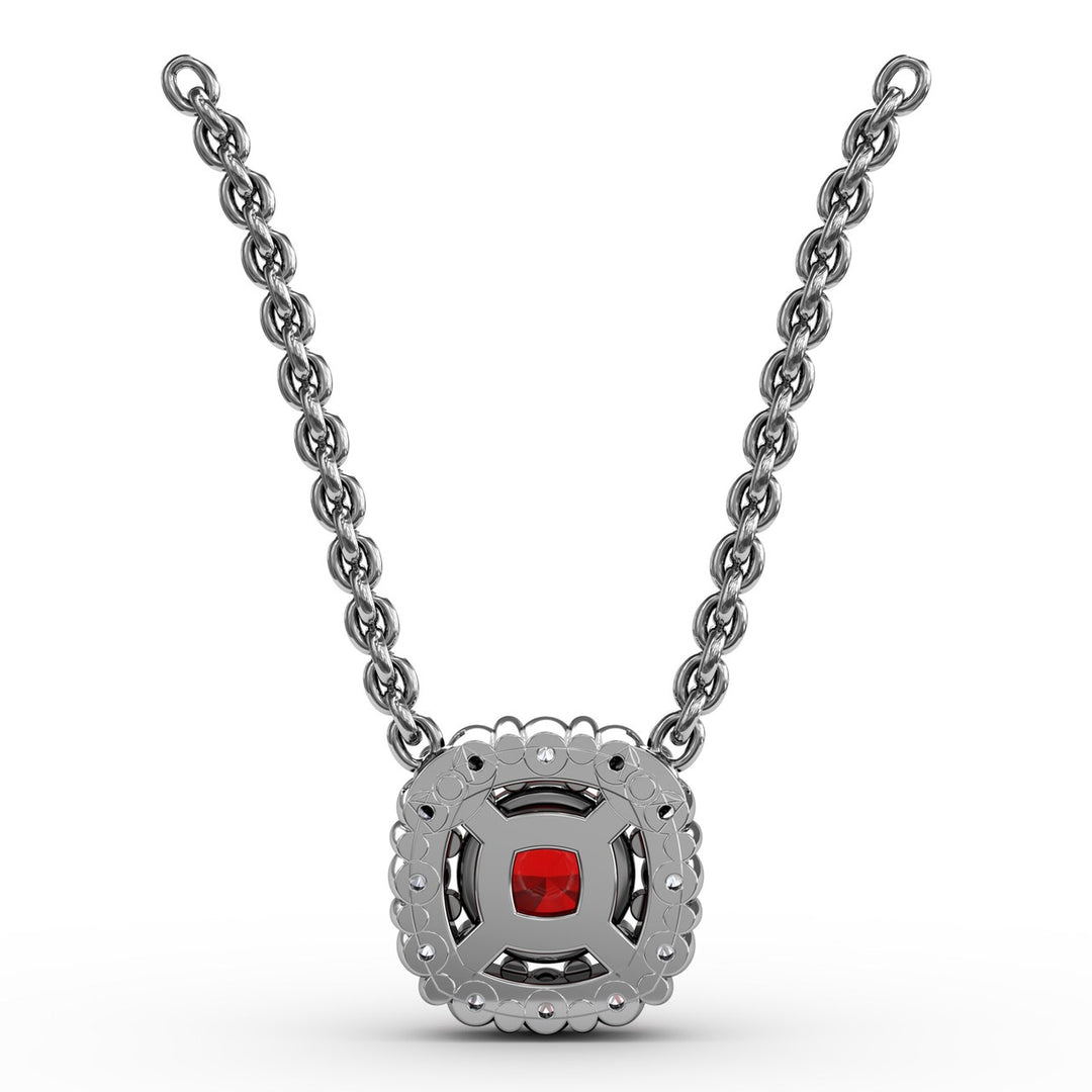 Classic Round Ruby and Diamond Pendant