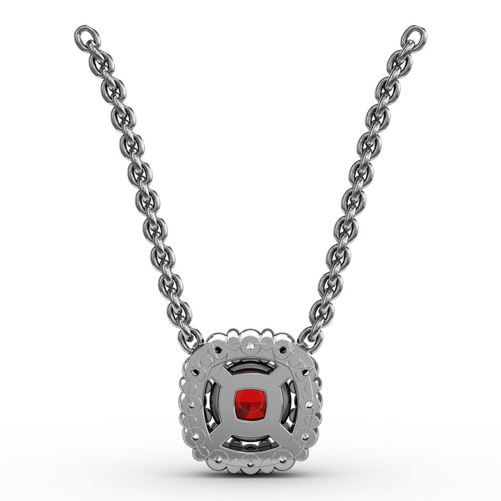 Classic Round Ruby and Diamond Pendant