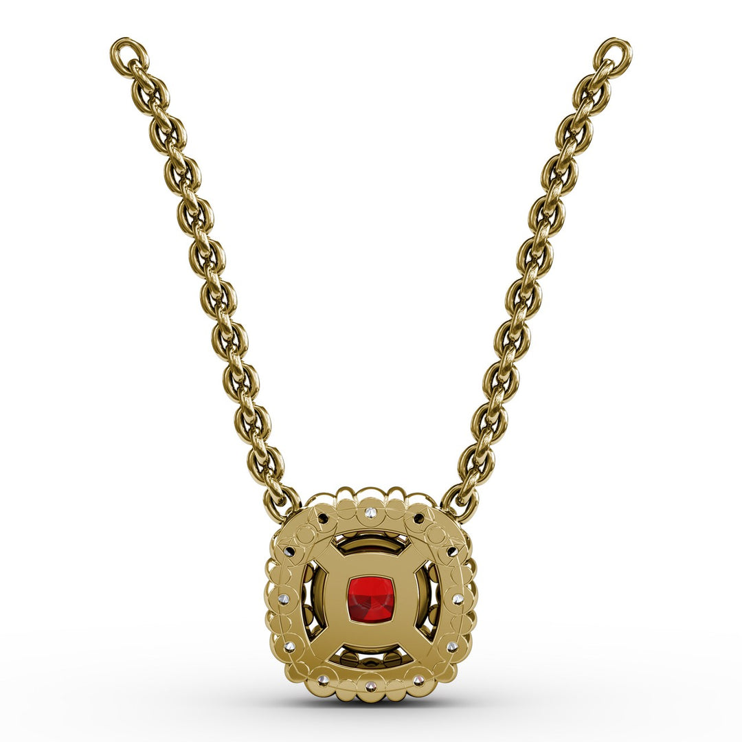 Classic Round Ruby and Diamond Pendant