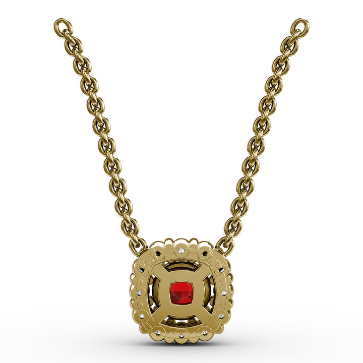 Classic Round Ruby and Diamond Pendant