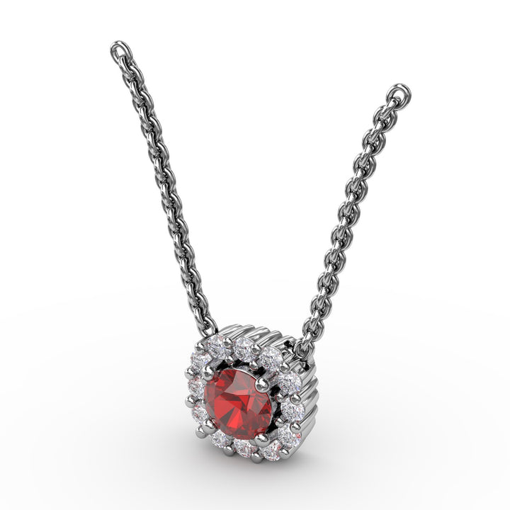 Classic Round Ruby and Diamond Pendant