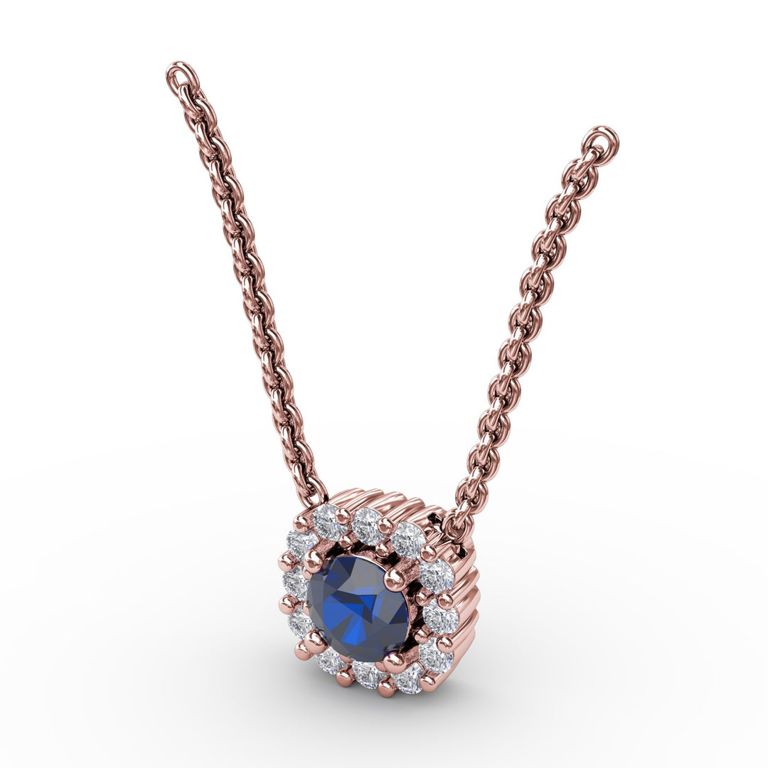 Classic Round Sapphire and Diamond Pendant