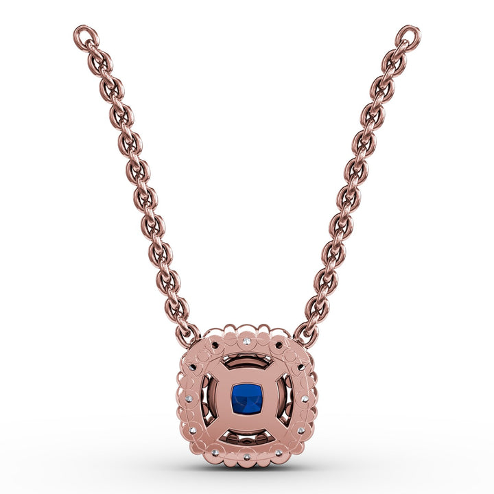 Classic Round Sapphire and Diamond Pendant