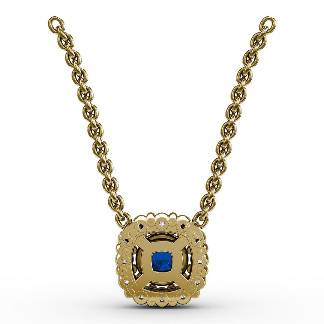 Classic Round Sapphire and Diamond Pendant