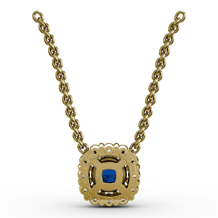 Classic Round Sapphire and Diamond Pendant