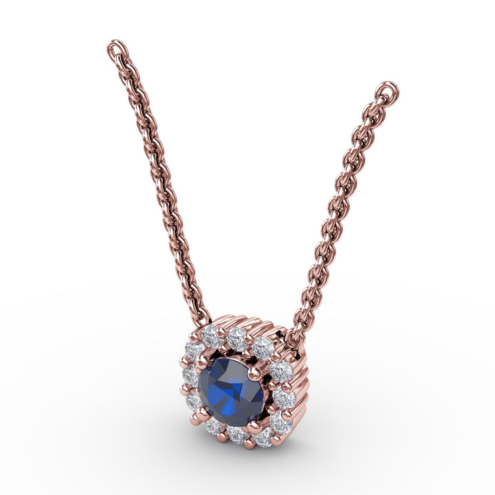 Classic Round Sapphire and Diamond Pendant