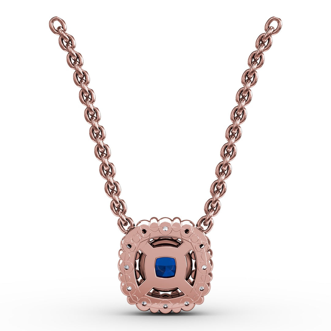 Classic Round Sapphire and Diamond Pendant