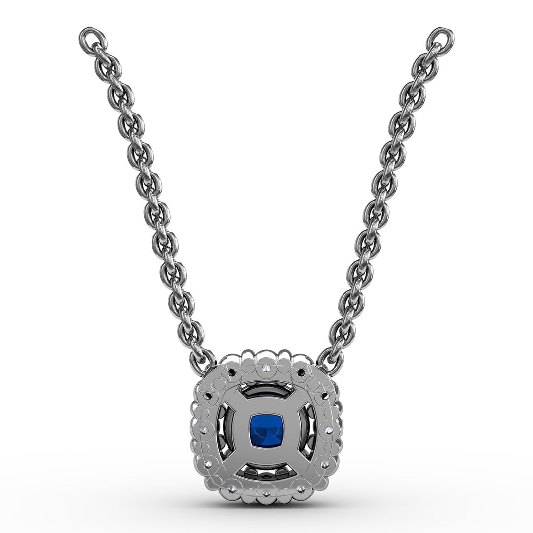 Classic Round Sapphire and Diamond Pendant