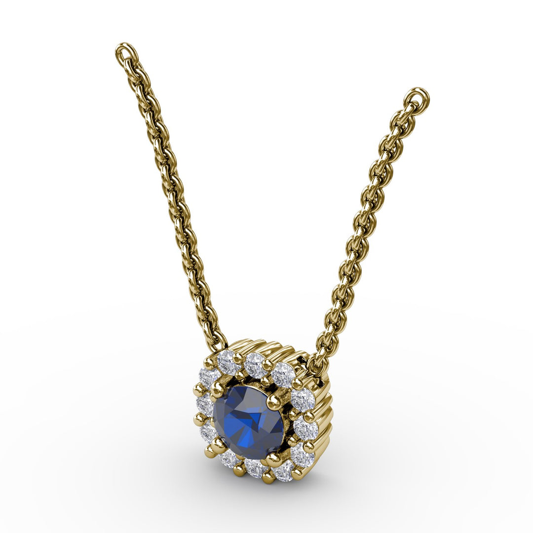 Classic Round Sapphire and Diamond Pendant